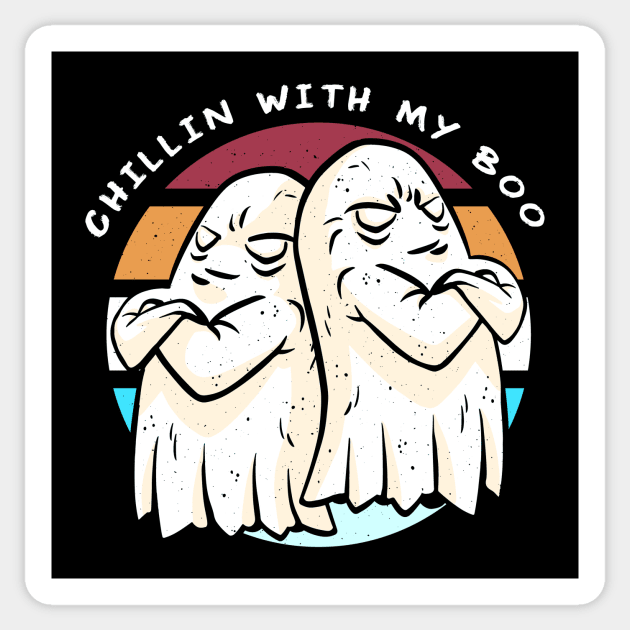 Chillin With My Boo Funny Halloween Ghost Design Sticker by UNDERGROUNDROOTS